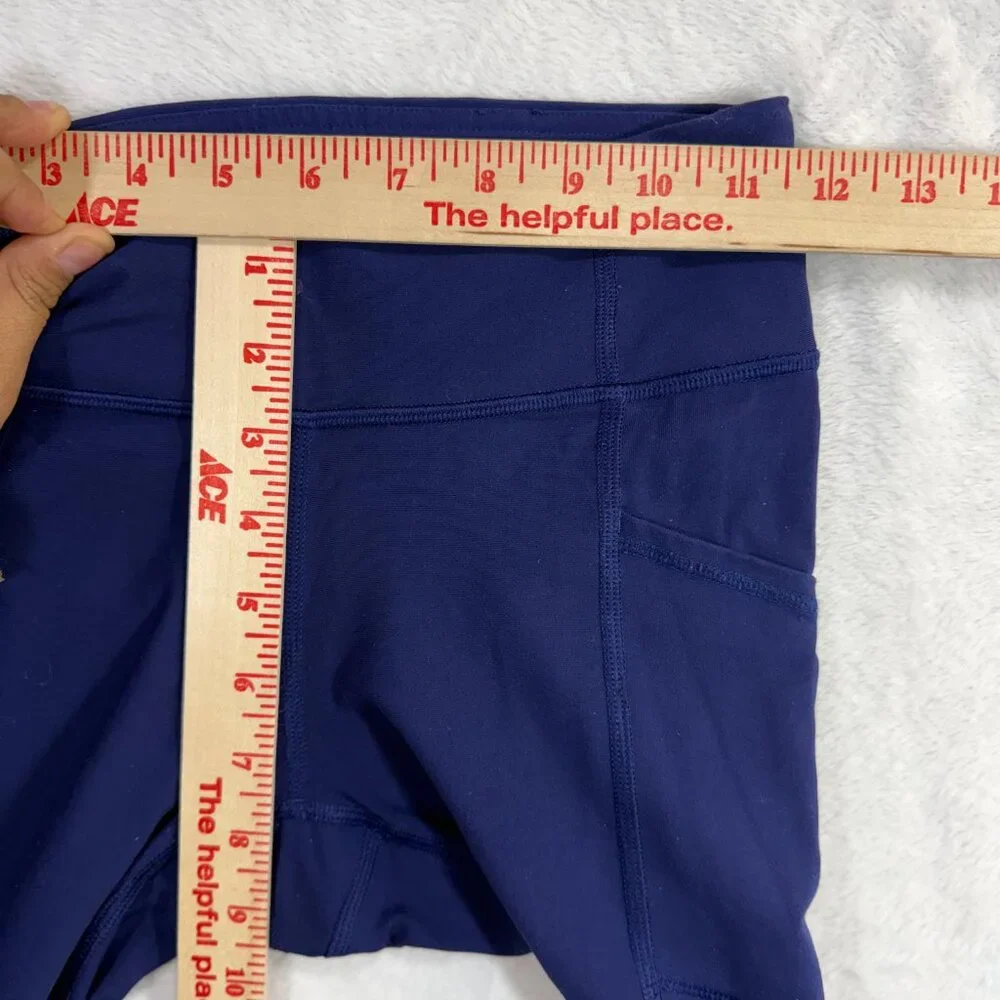 Lululemon XS Tight Stuff Navy Blue Reflective Running Night Ankle Legging‎ Gym